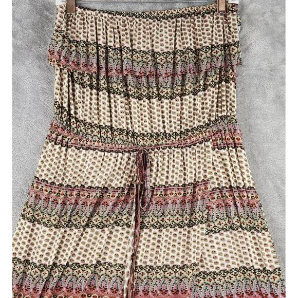 Forcynthia Dress Womens Large Paisley Boho High Low Strapless Tube Beachwear - Picture 7 of 10